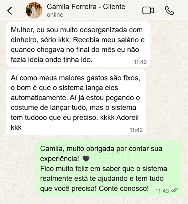 Depoimento de Camila Ferreira, cliente do Valorizzy