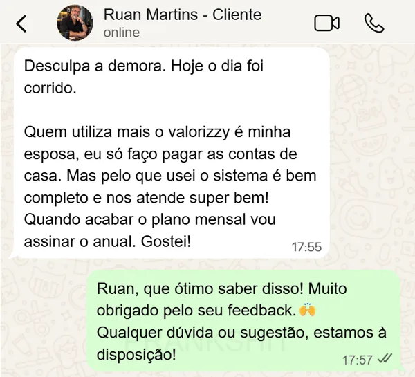 Depoimento de Ruan Martins, cliente do Valorizzy
